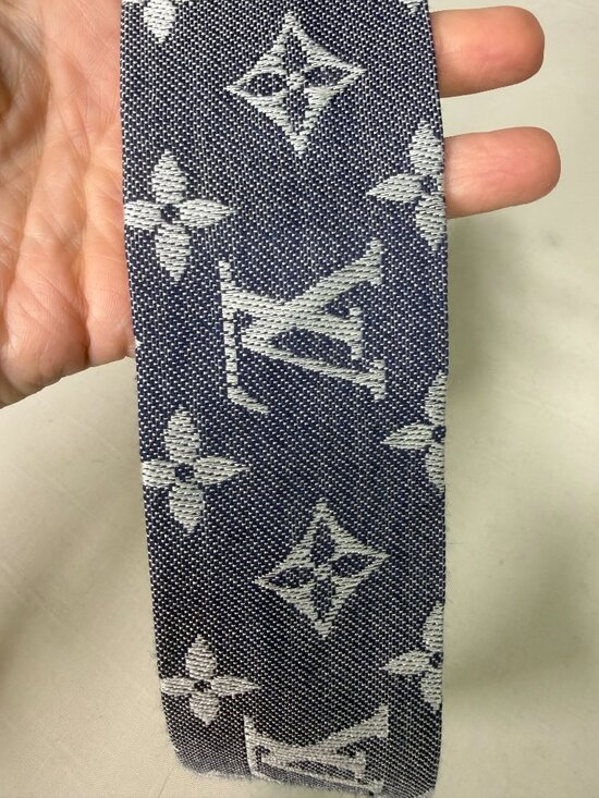 Curated Crowns Upcycled Louis Vuitton Monogram Scarf Headband Navy Gray main image 5